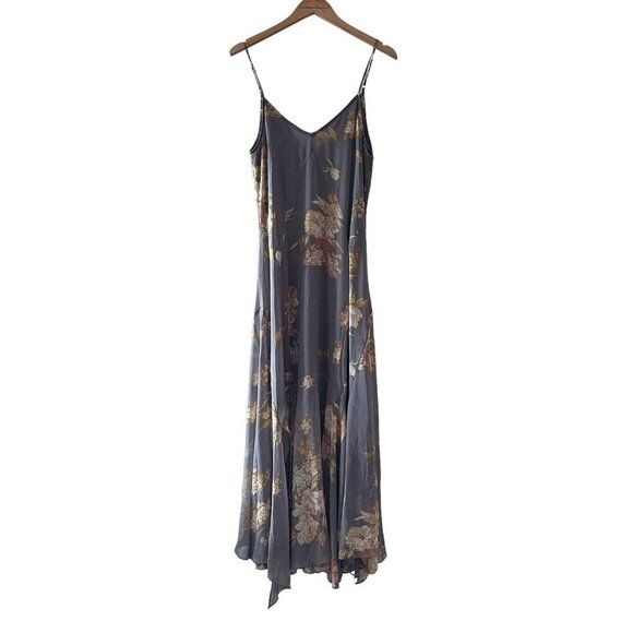Lulus Feeling Freesia Gray Floral Print Maxi Dress Size Small READ missing butto - Picture 1 of 11